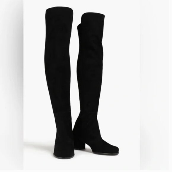 Stuart Weitzman Black Above The Knee Suede Microstretch City Block Boots sz 7.5 - Picture 8 of 9